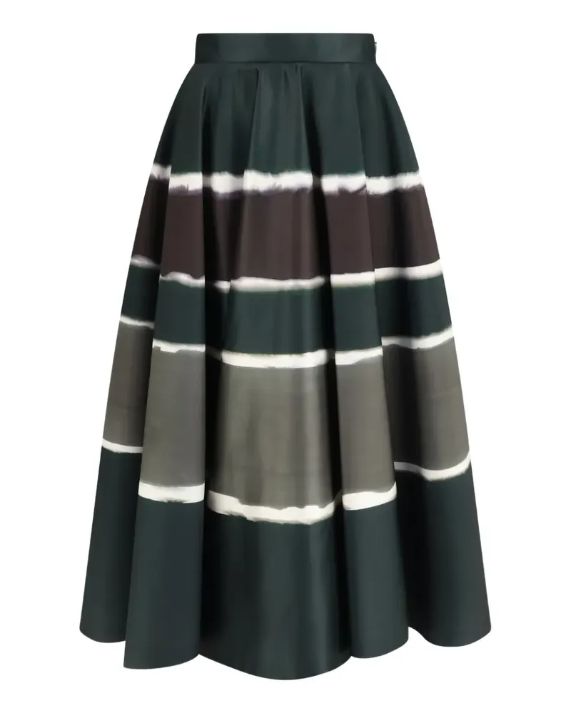 Sara Roka Tabba 85 pleated horizontal-stripe skirt - Grün Grün