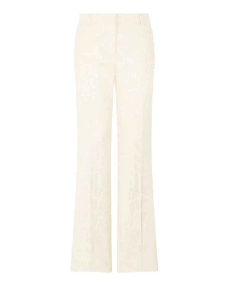 Roberto Cavalli leopard-jacquard flared trousers - Weiß Weiß