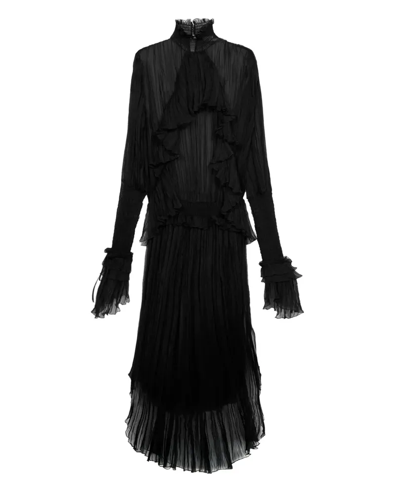 Blumarine Gerüschtes Maxikleid mit Falten - Schwarz Schwarz