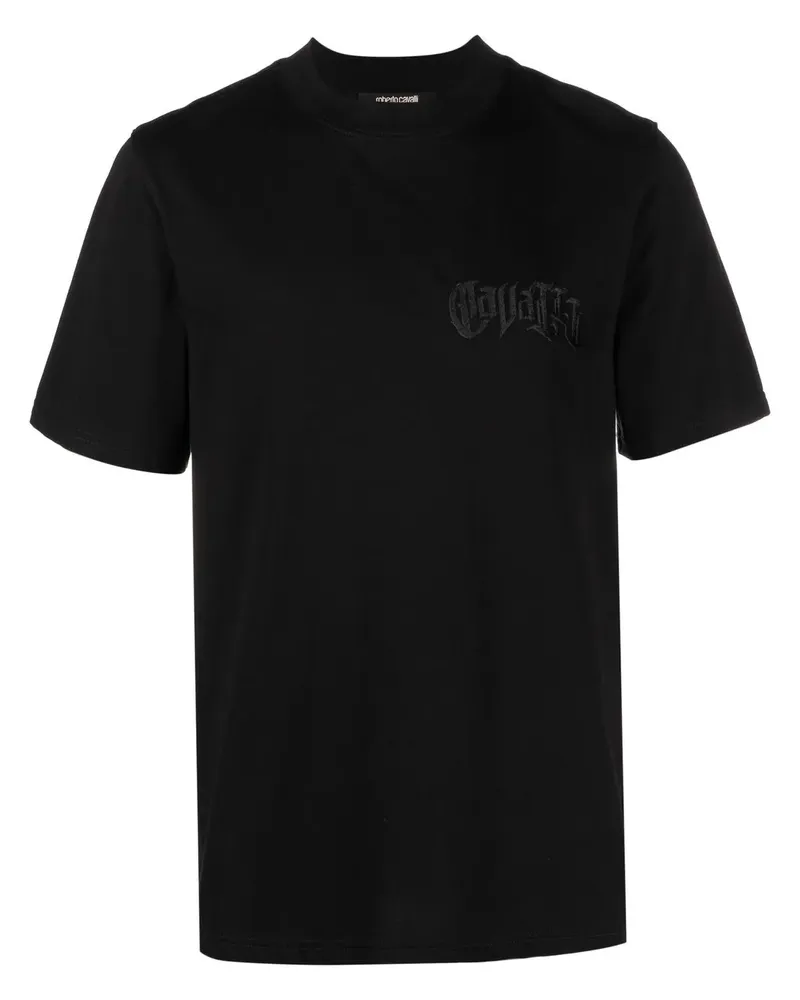 Roberto Cavalli T-Shirt mit Logo-Stickerei - Schwarz Schwarz