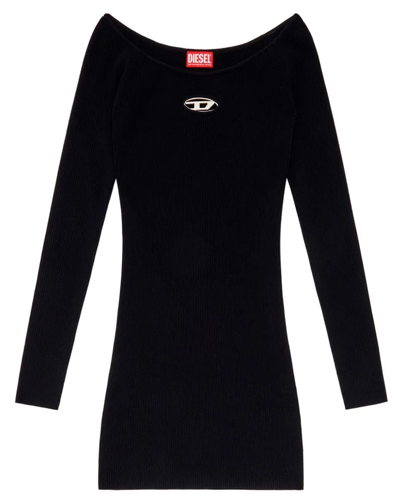 Diesel Geripptes Vera Minikleid - Schwarz Schwarz
