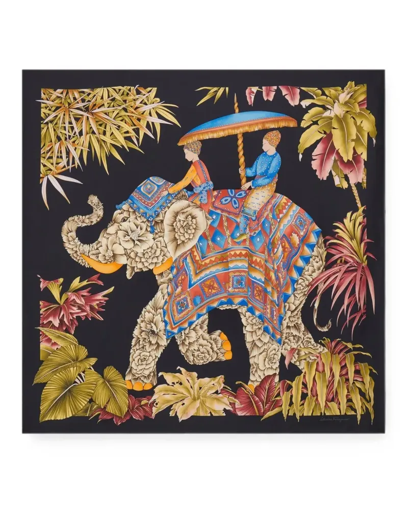 Ferragamo Seidenschal mit Indien-Print - Schwarz Schwarz