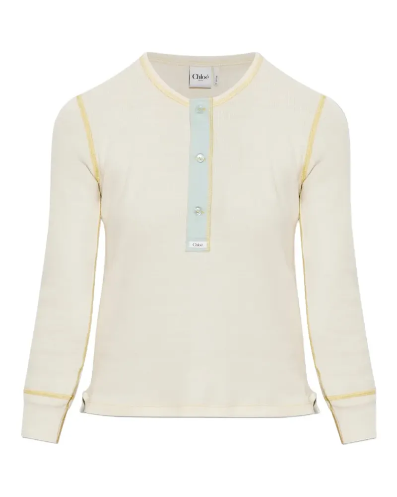 Chloé Langarmshirt mit Kontrastnähten und Knopfleiste - Nude Nude