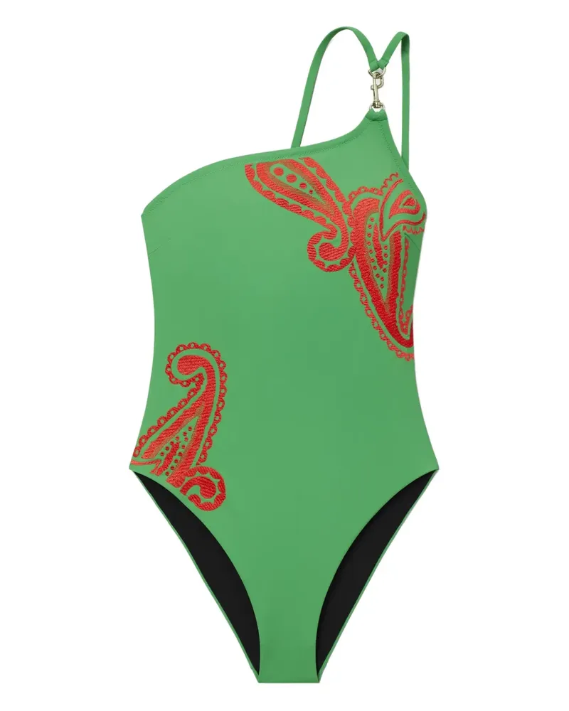 Tory Burch one-shoulder swimsuit - Grün Grün