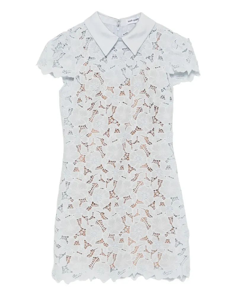 Self-Portrait Spitzenkleid mit Blumenmuster - Blau Blau