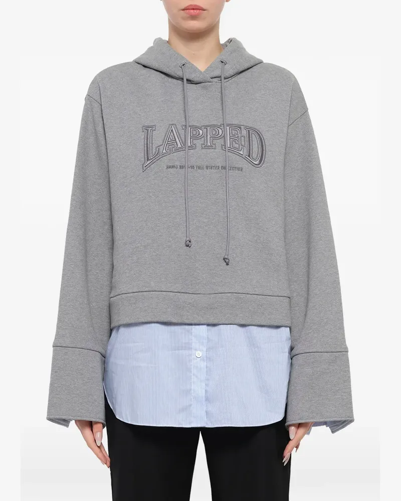 JUUN.J layered-design logo-embroidered hoodie - Grau Grau