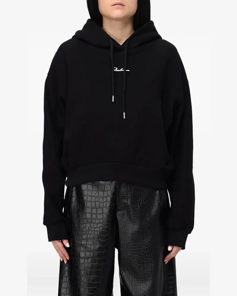 DISCLAIMER logo-print drawstring hoodie - Schwarz Schwarz