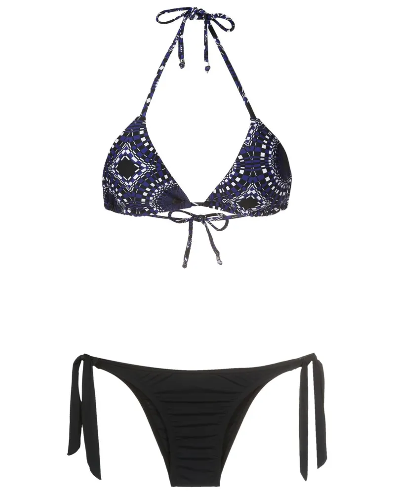 Amir Slama Bikini mit Muster - Schwarz Schwarz
