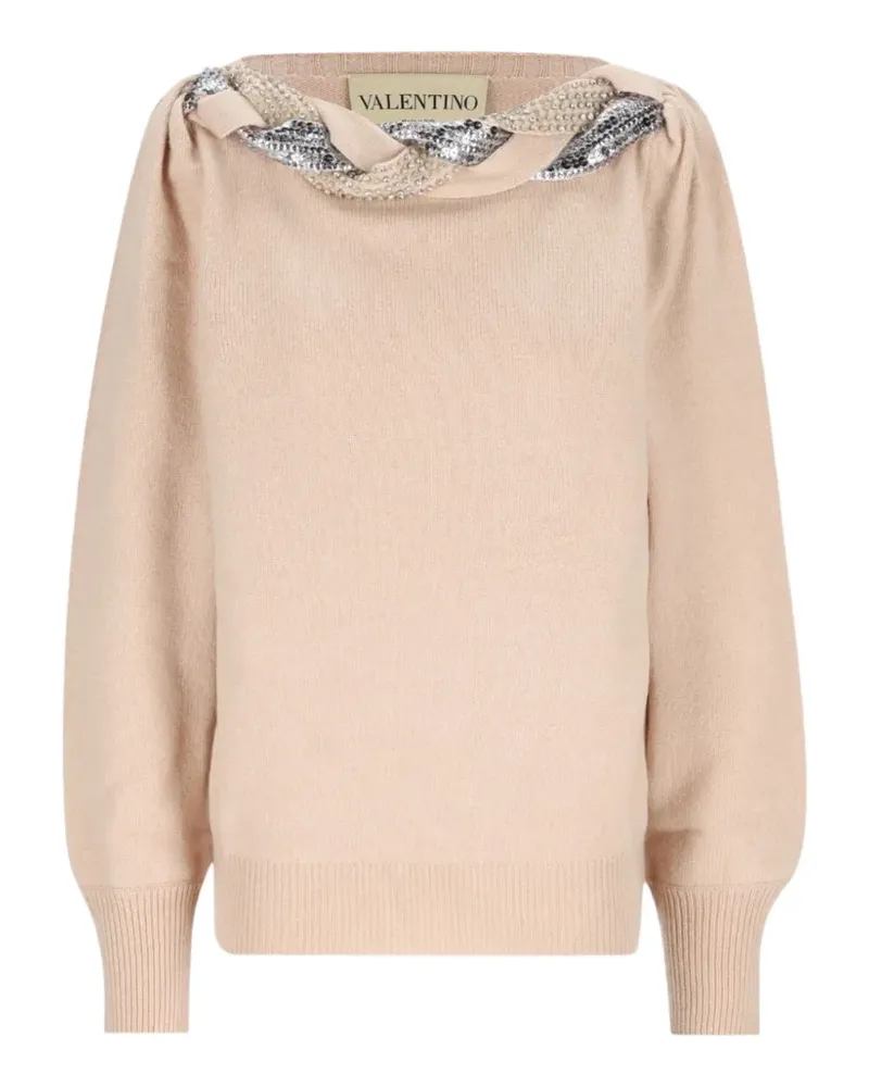 Valentino Garavani Pullover mit Pailletten und verdrehtem Ausschnitt - Rosa Rosa