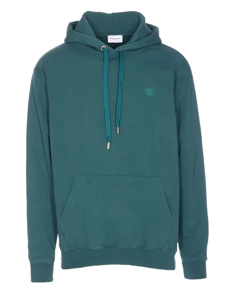 Family First Hoodie mit aufgestickten Herzen - Grün Grün