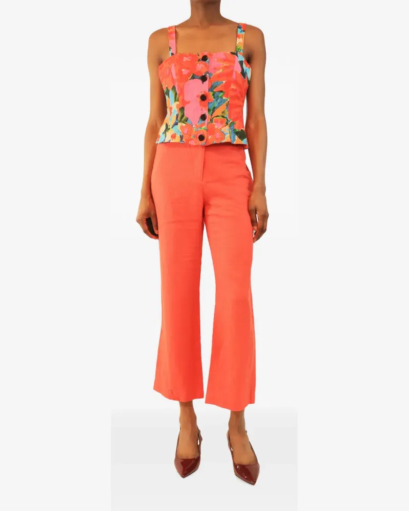 Mara Hoffman Set aus Leinenhose und Oberteil mit Blumen-Print - Orange Orange