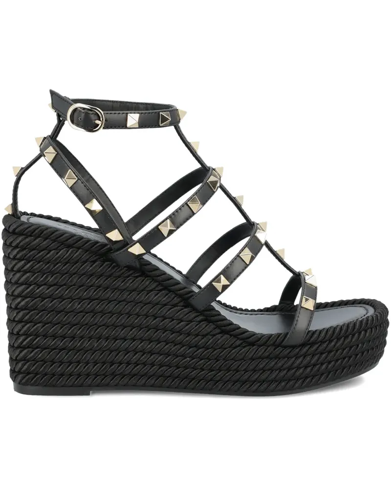 Valentino Garavani 95mm studded ankle-strap wedge sandals - Schwarz Schwarz