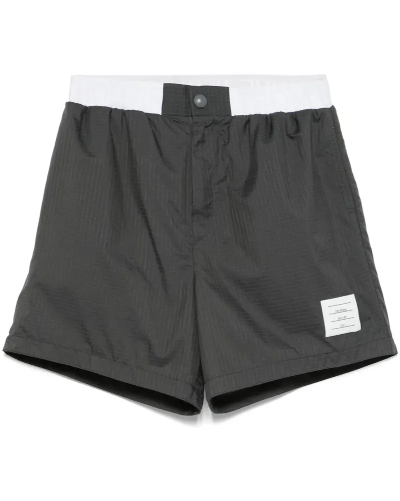 Thom Browne Ripstop-Shorts mit Logo-Bund - Grau Grau