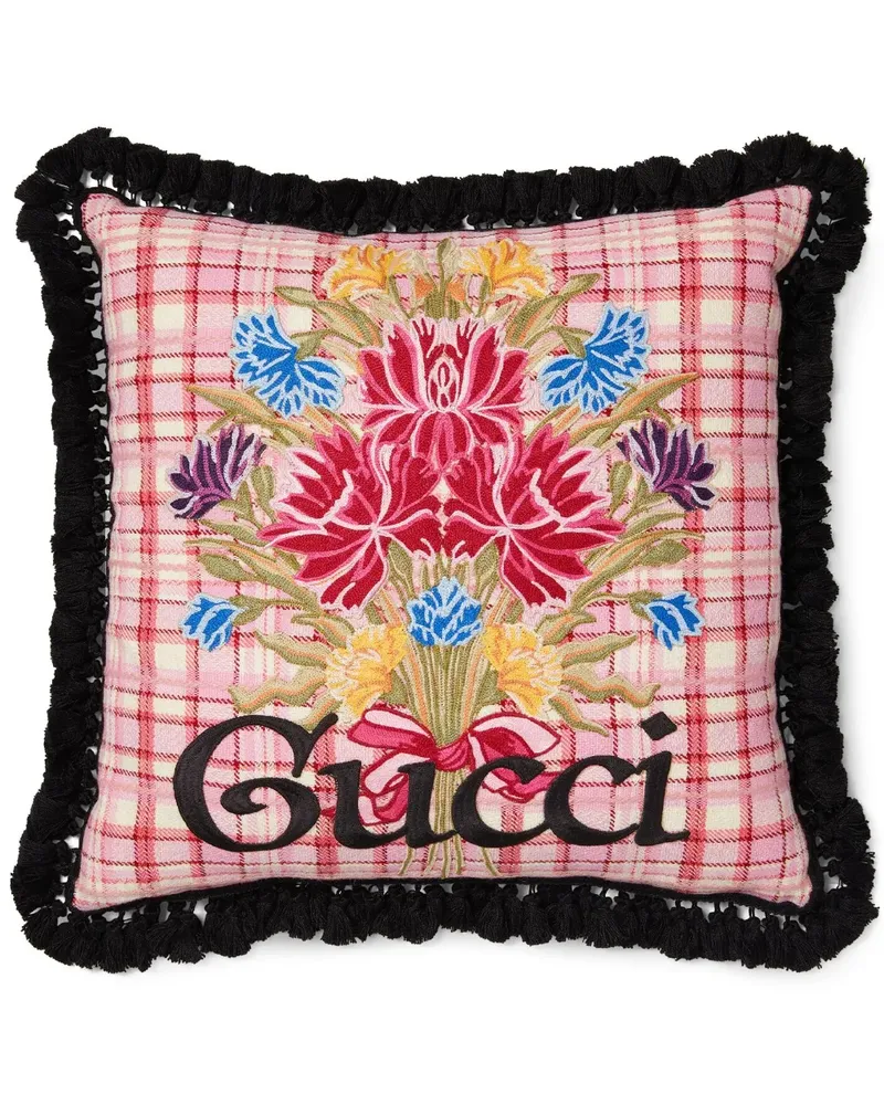 Gucci Kissen mit Blumenstickerei - Rosa Rosa