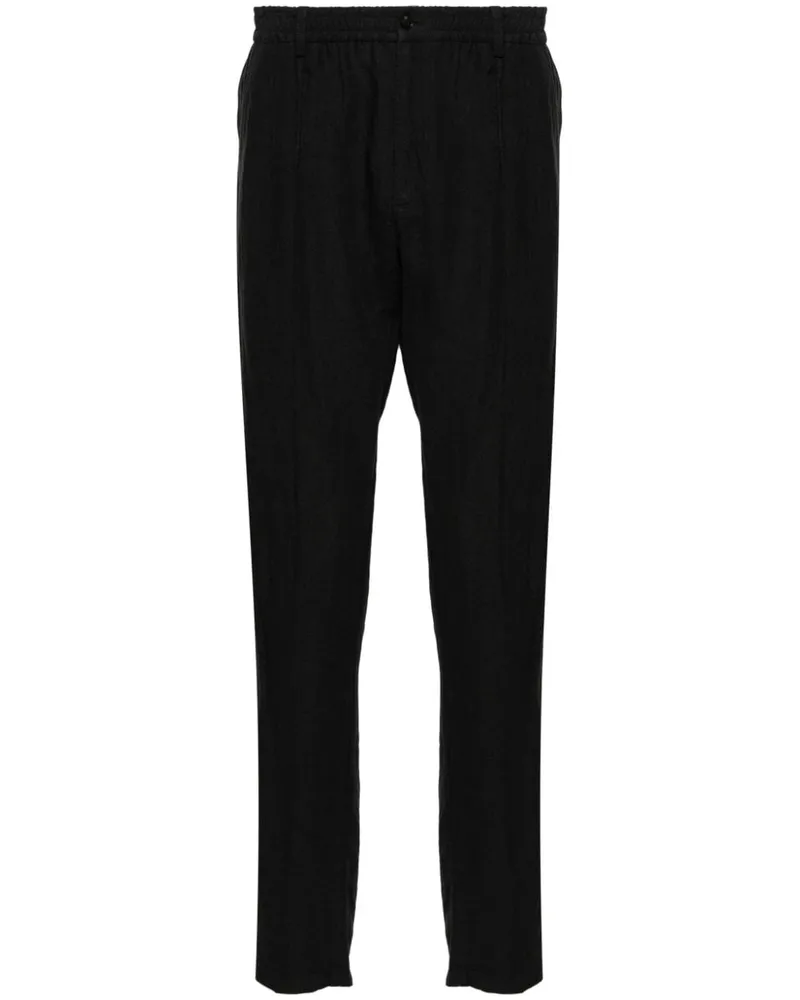 Emporio Armani Tapered-Hose aus Leinen - Schwarz Schwarz