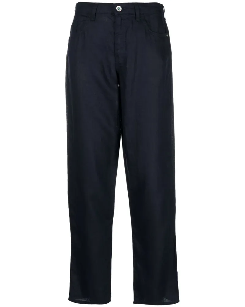 Emporio Armani Straight-Leg-Hose aus Leinen - Blau Blau