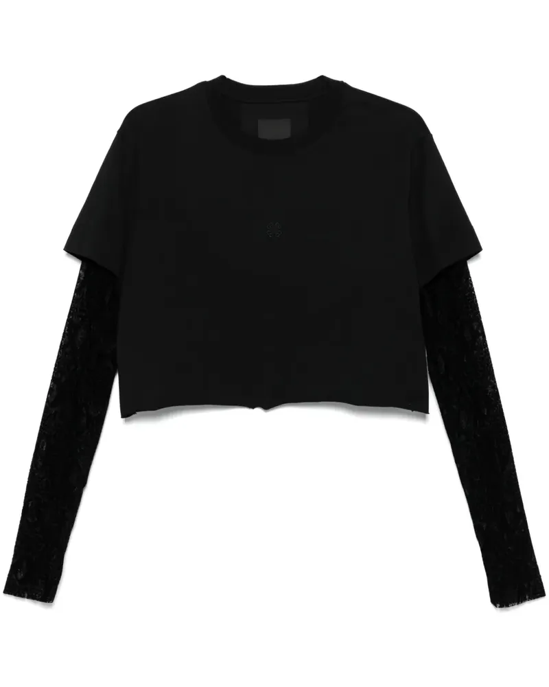 Givenchy Cropped-T-Shirt im Layering-Look - Schwarz Schwarz