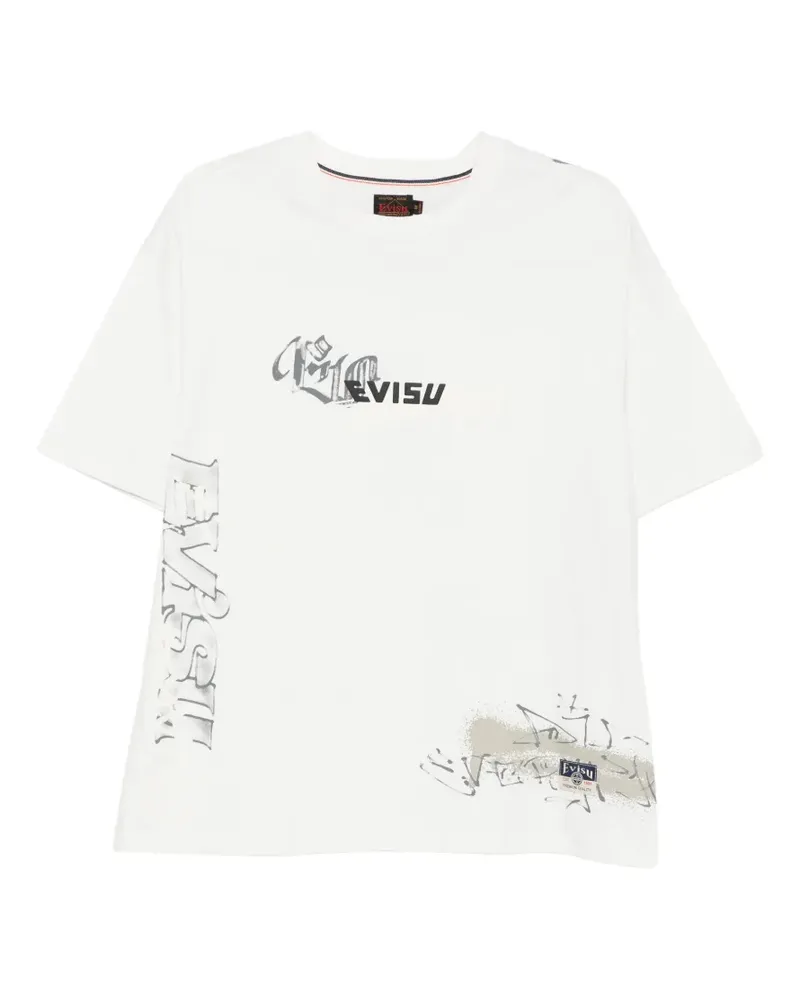 Evisu graphic-print logo-patch T-shirt - Weiß Weiß