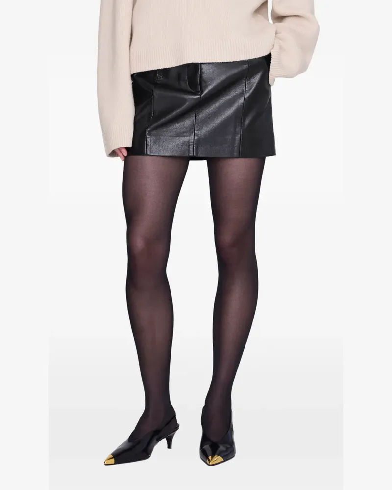 Anine Bing Benedict mini skirt - black recycled leather - Schwarz Schwarz
