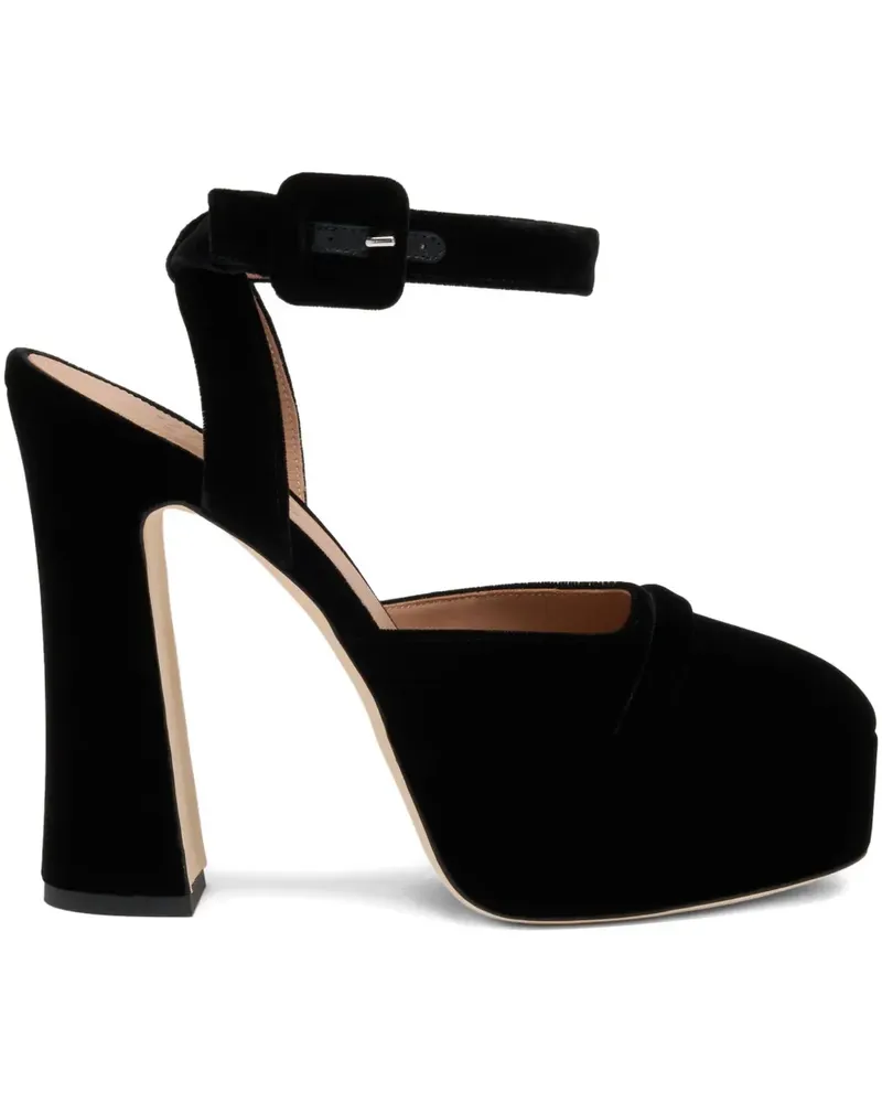 Malone Souliers Mora Plateau-Pumps aus Satin 125mm - Schwarz Schwarz