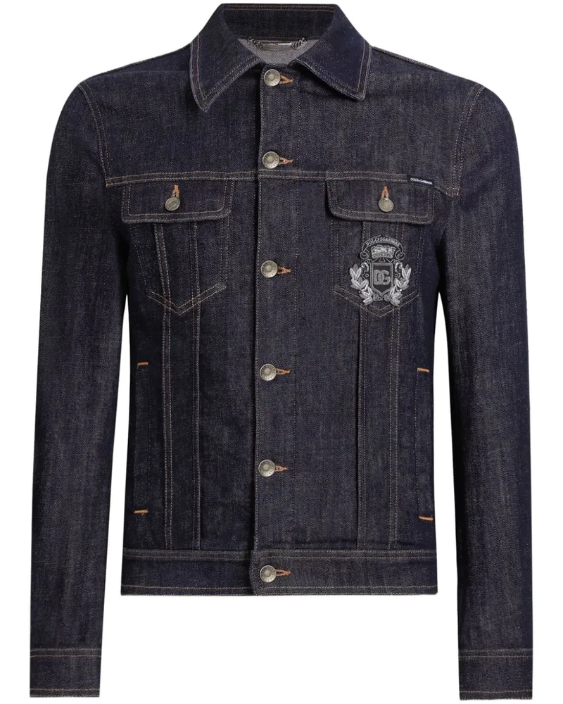 Dolce & Gabbana Jeansjacke mit Logo-Applikation - Blau Blau