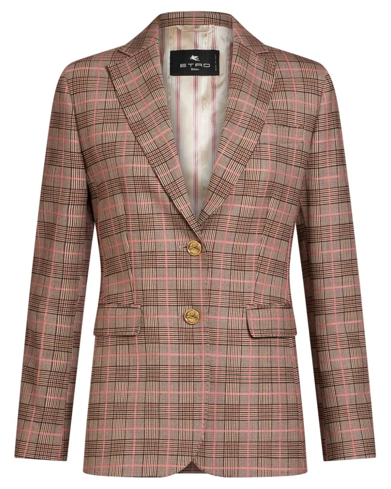 Etro Karierte Jacke mit gravierten Logo-Knöpfen - Rosa Rosa