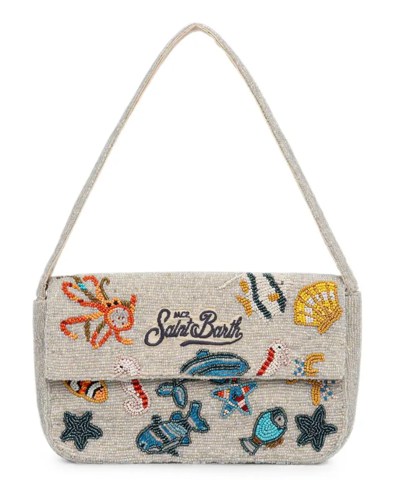 MC2 Saint Barth Schultertasche mit Perlenverzierung - Silber Silber