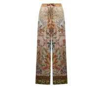 Kordelzug-Hose mit Blumenmuster - Nude