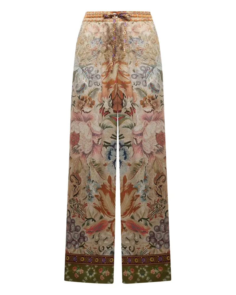 Pierre-Louis Mascia floral-tapestry drawstring trousers - Nude Nude