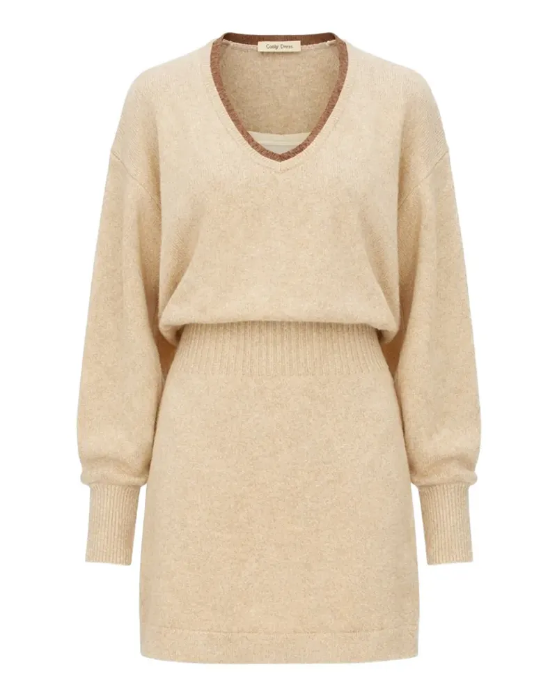 Alexis Kleid mit V-Ausschnitt - Nude Nude