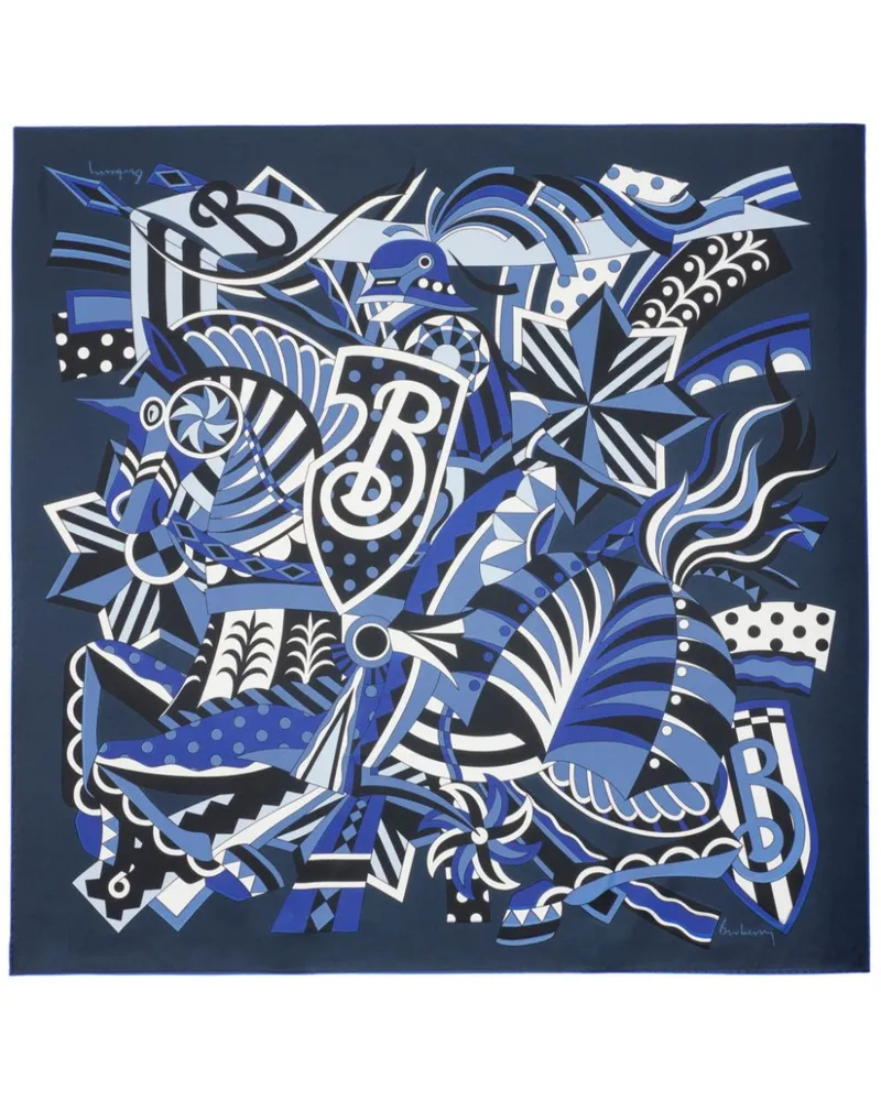 Burberry Carousel EKD Seidenschal - Blau Blau