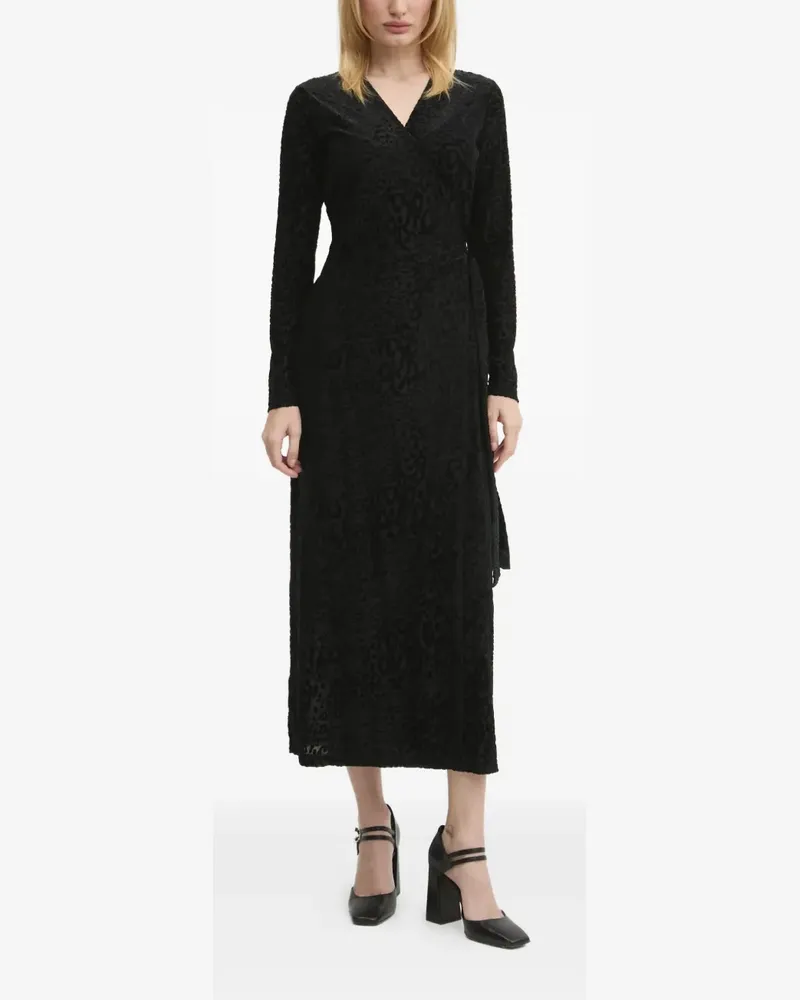 Never Fully Dressed Wickelkleid mit Leoparden-Print - Schwarz Schwarz