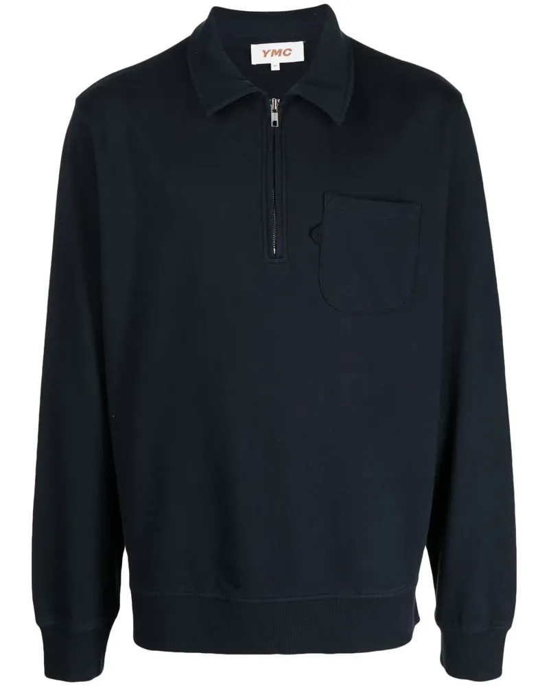YMC Sugden Poloshirt mit Reißverschluss - Blau Blau