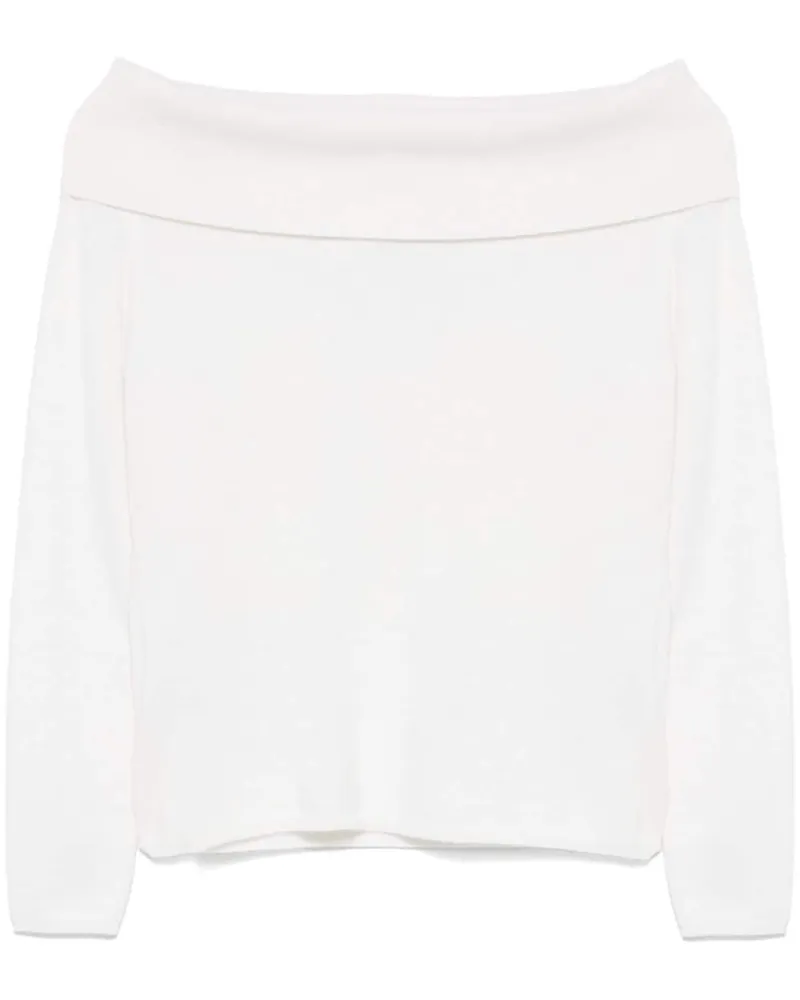 ALLUDE Schulterfreier Pullover - Weiß Weiß