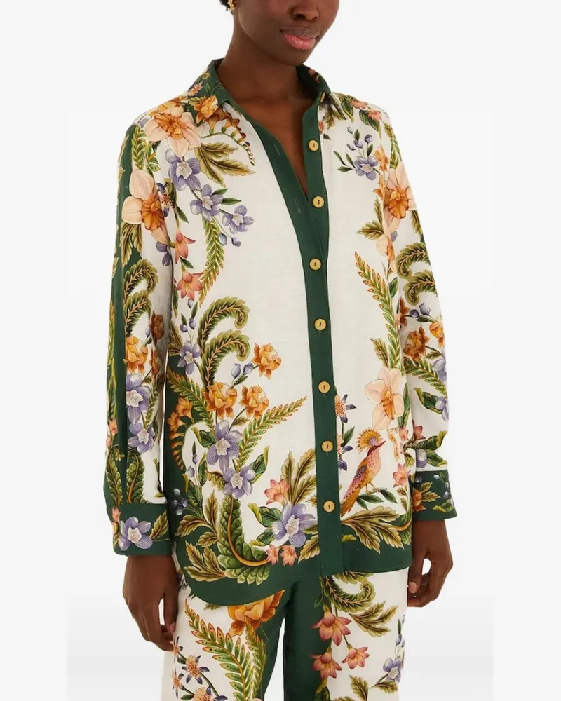 FARM Rio Hemd mit Blumen-Print - Weiß Weiß
