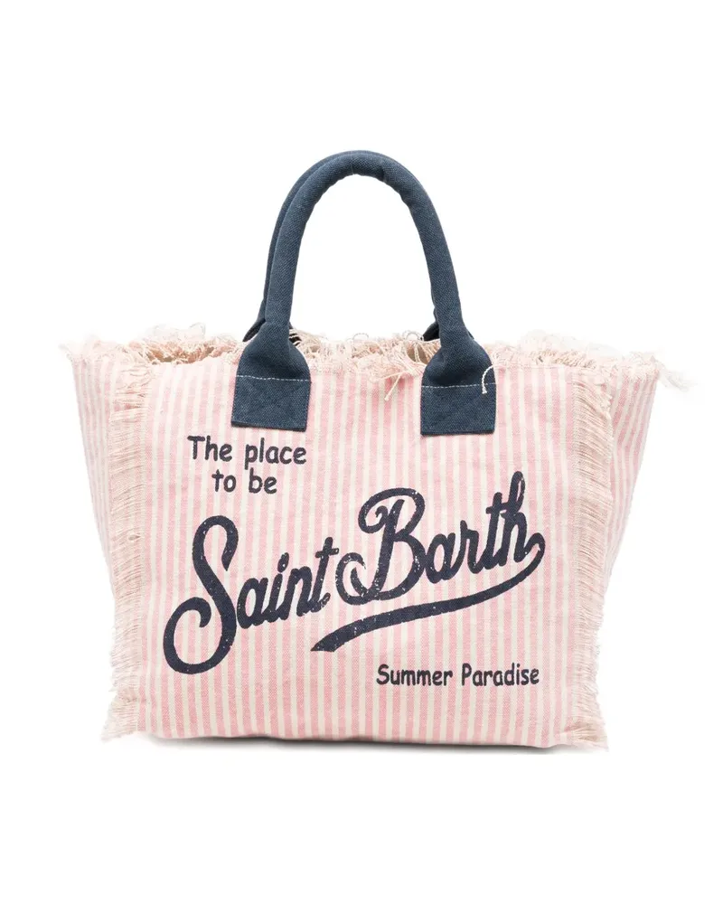 MC2 Saint Barth Vanity striped frayed tote bag - Rosa Rosa
