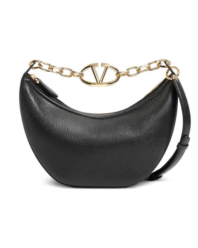 Valentino Garavani VLogo Moon small bag in grainy calfskin with chain - Schwarz Schwarz
