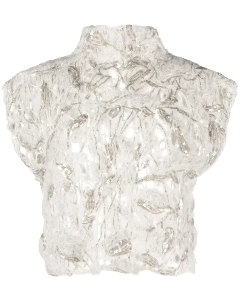 Brunello Cucinelli Strickoberteil mit Pailletten - Grau Grau