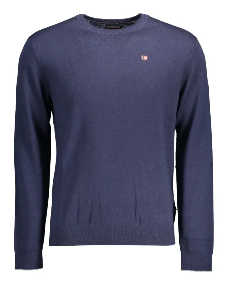 Napapijri logo-patch crew-neck sweater - Blau Blau