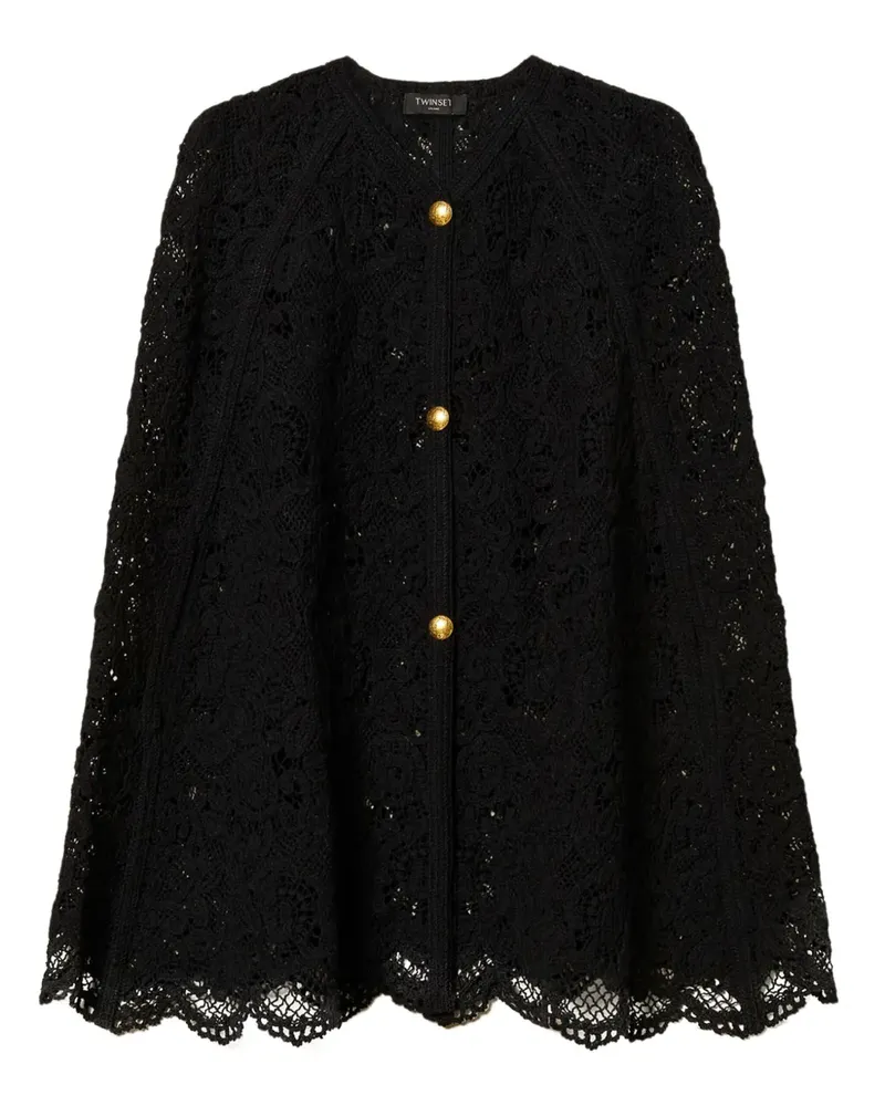 Twin-Set Gestricktes Cape - Schwarz Schwarz