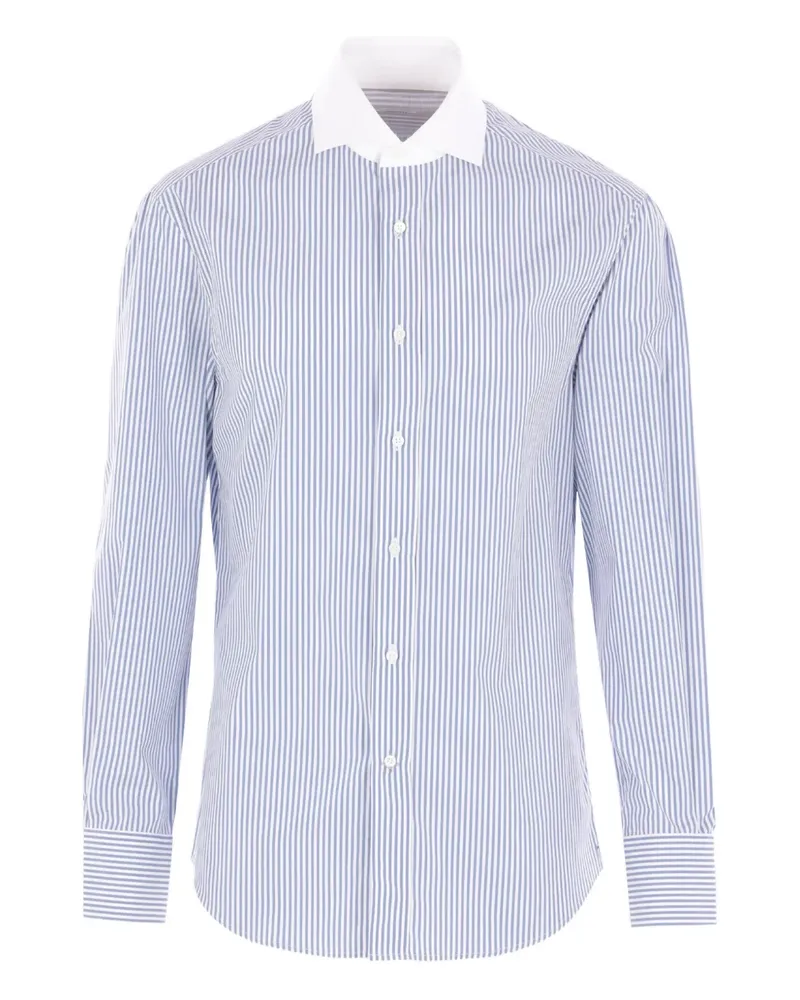 Brunello Cucinelli Gestreiftes Hemd aus Popeline - Blau Blau