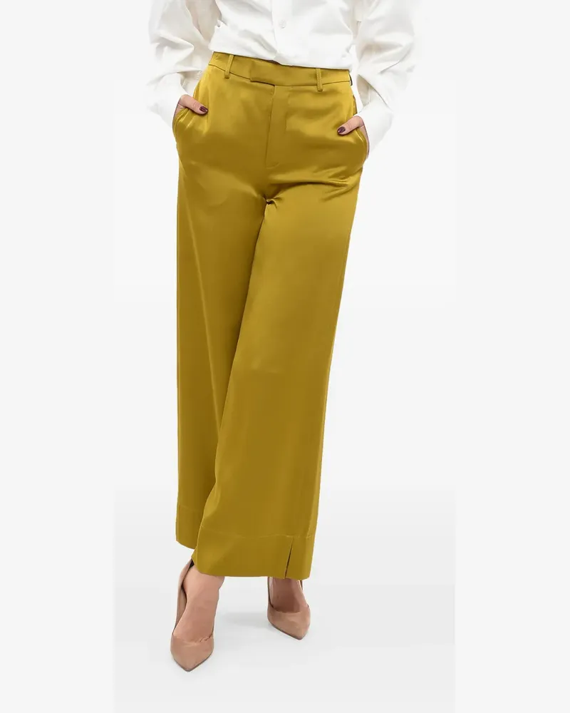 Saint Laurent Palazzohose aus Satin - Gelb Gelb