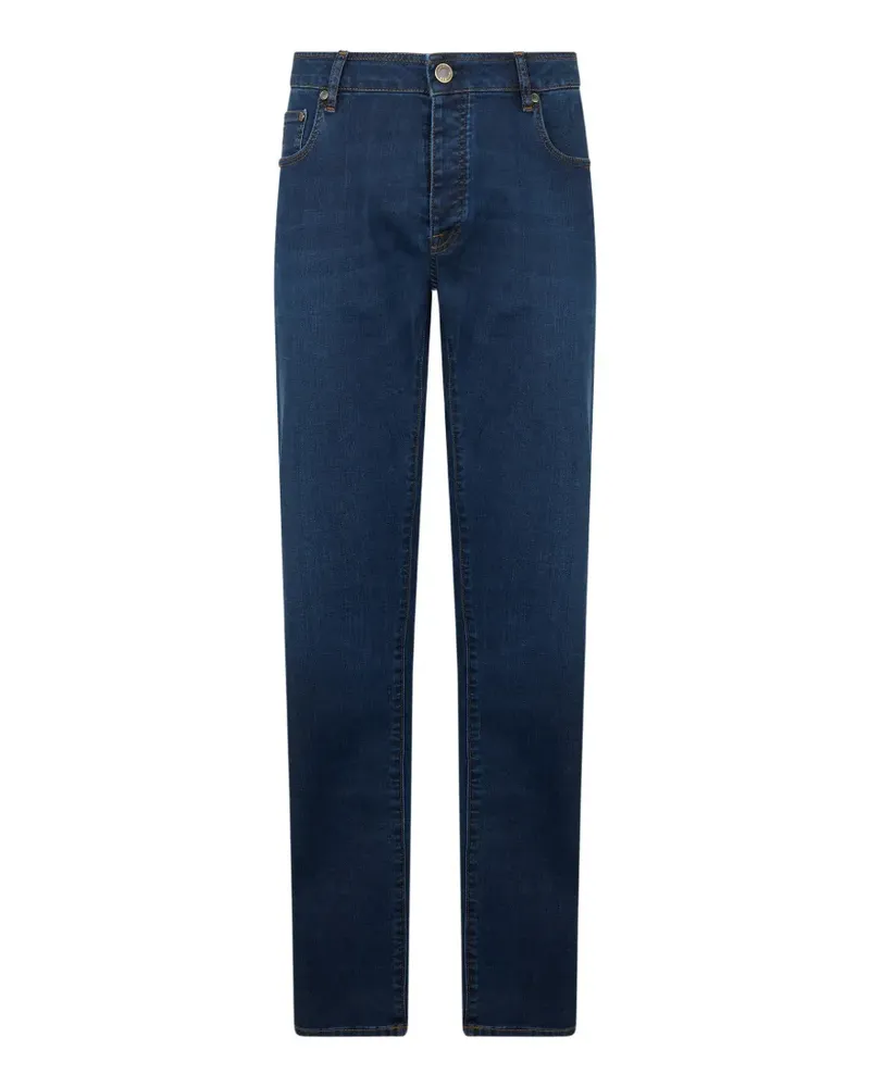 MOORER straight-cut high-waisted jeans - Blau Blau