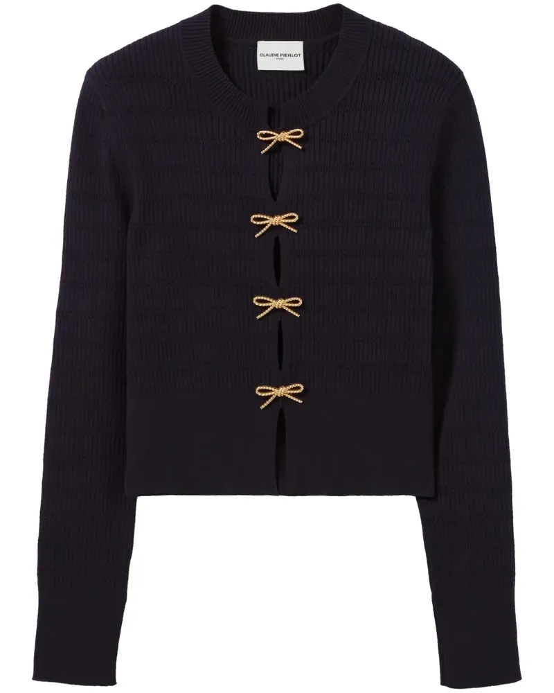 Claudie Pierlot Fein gestrickter Pullover mit Schleifendetail - Blau Blau