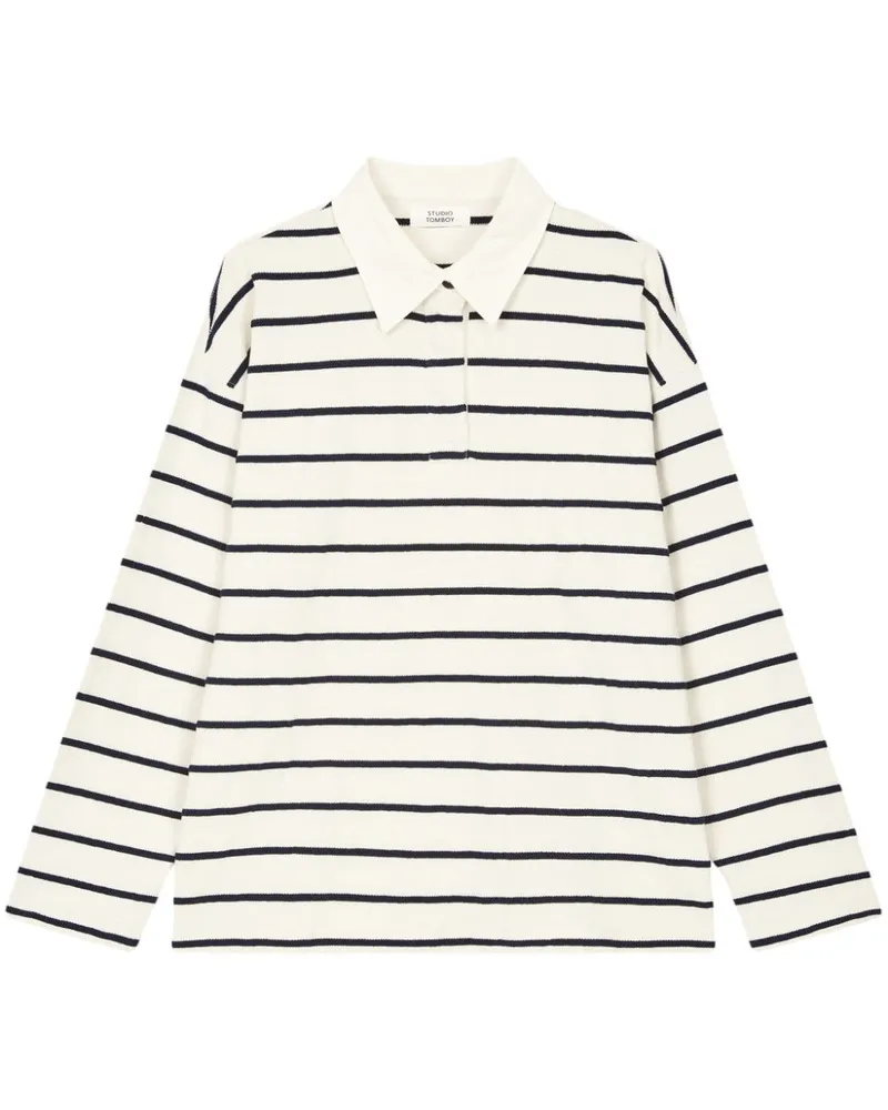 STUDIO TOMBOY Gestreiftes Poloshirt - Nude Nude