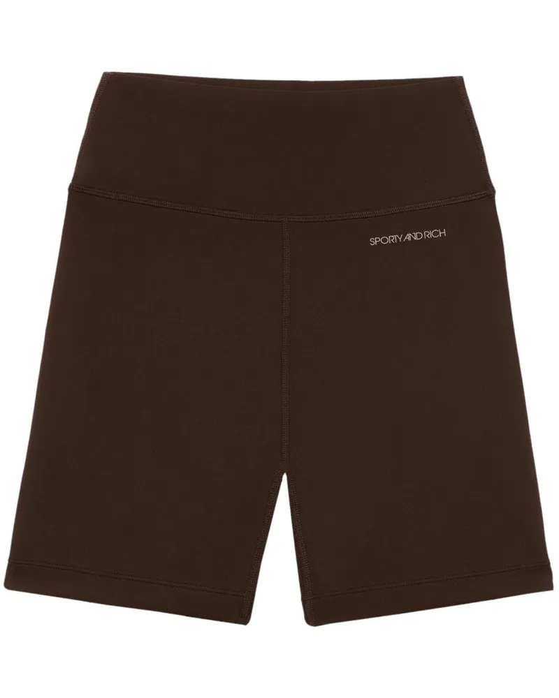 SPORTY & RICH Radlerhose mit Logo-Print - Braun Braun