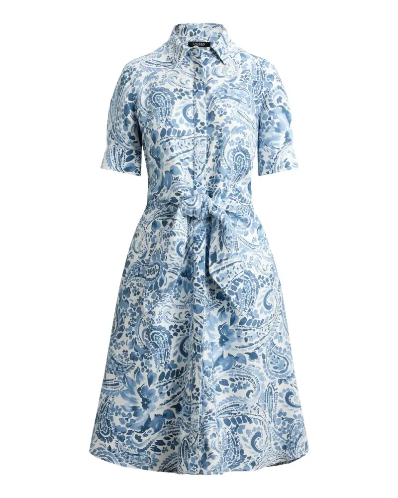 Ralph Lauren paisley-print tie-front midi dress - Blau Blau