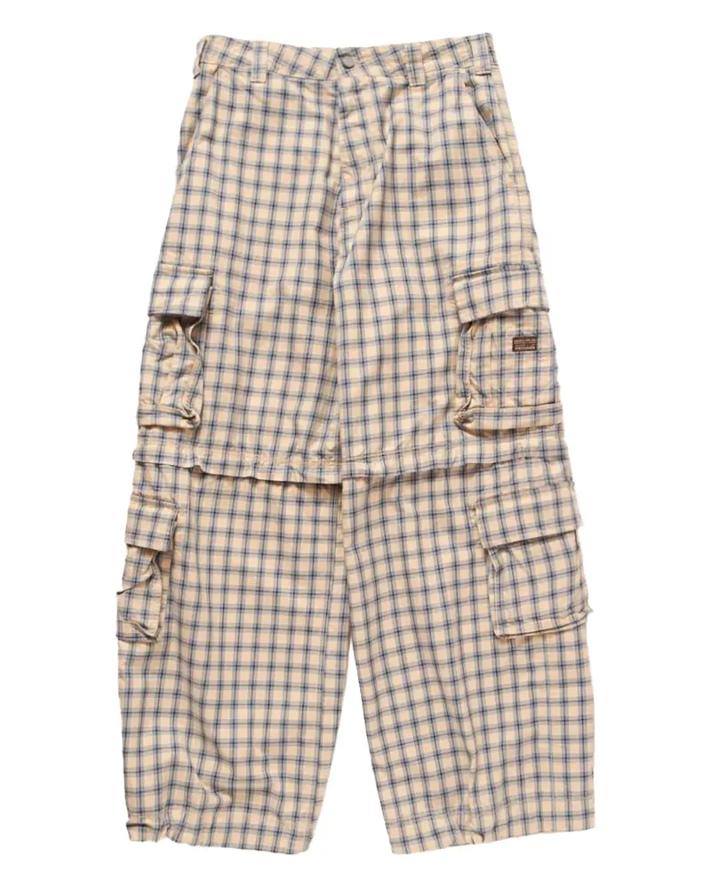 ERL plaid cargo track pants - Nude Nude