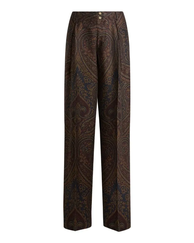 Etro wool-blend jacquard trousers with Pegaso buttons and Paisley motif - Schwarz Schwarz