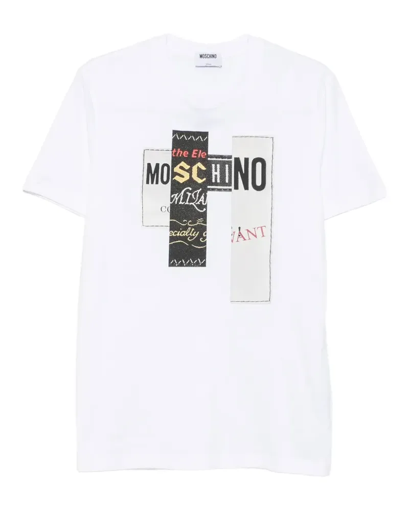Moschino T-Shirt mit Logo-Patch - Weiß Weiß